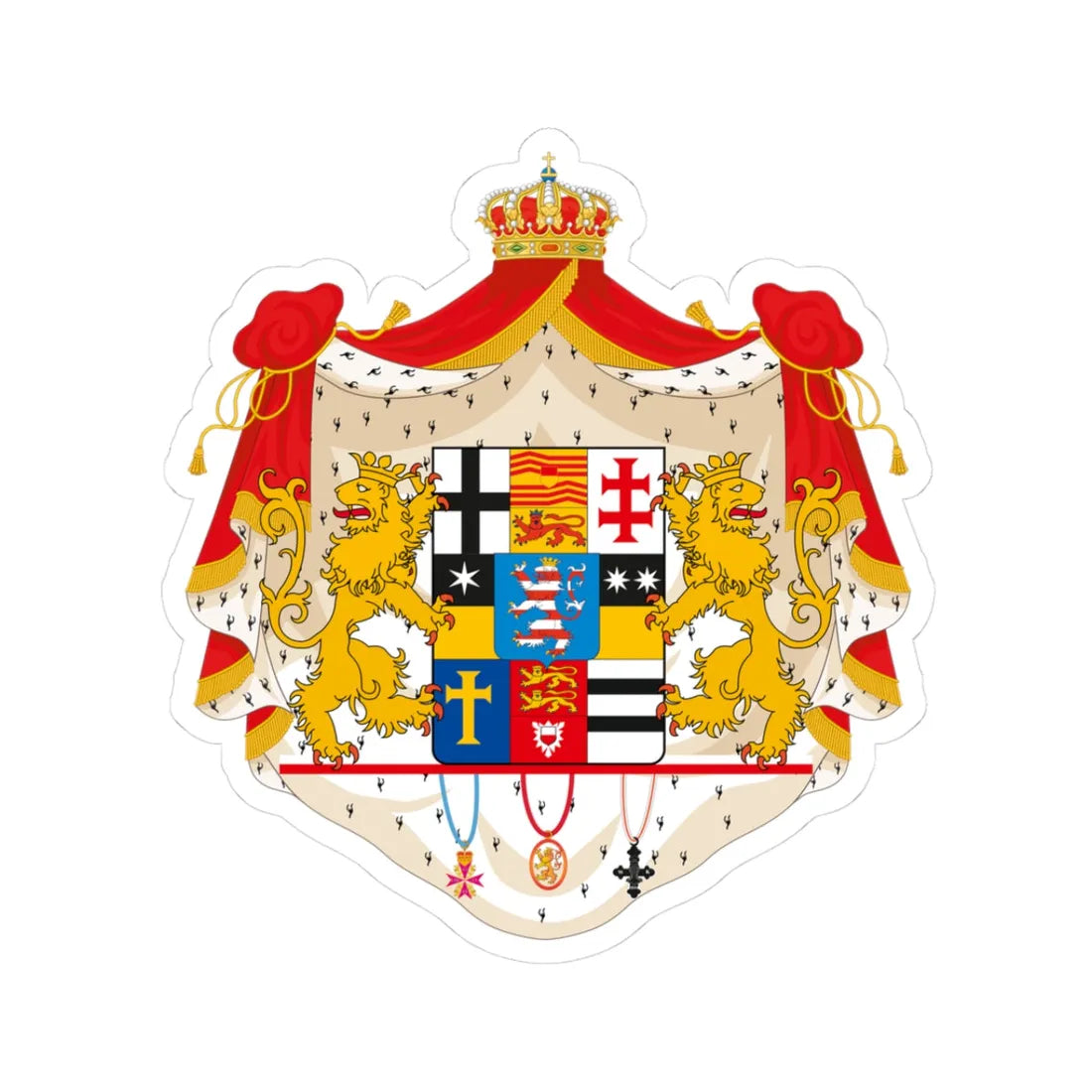 Grosses Wappen-HK 1815-1866 (Germany) (Coat of Arms) STICKER Vinyl Kiss-Cut Decal 3 Inch White - The Sticker Space