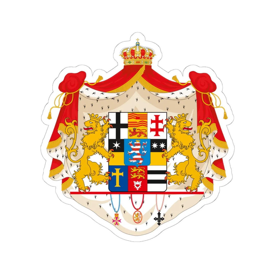 Grosses Wappen-HK 1815-1866 (Germany) (Coat of Arms) STICKER Vinyl Kiss-Cut Decal 6 Inch White - The Sticker Space