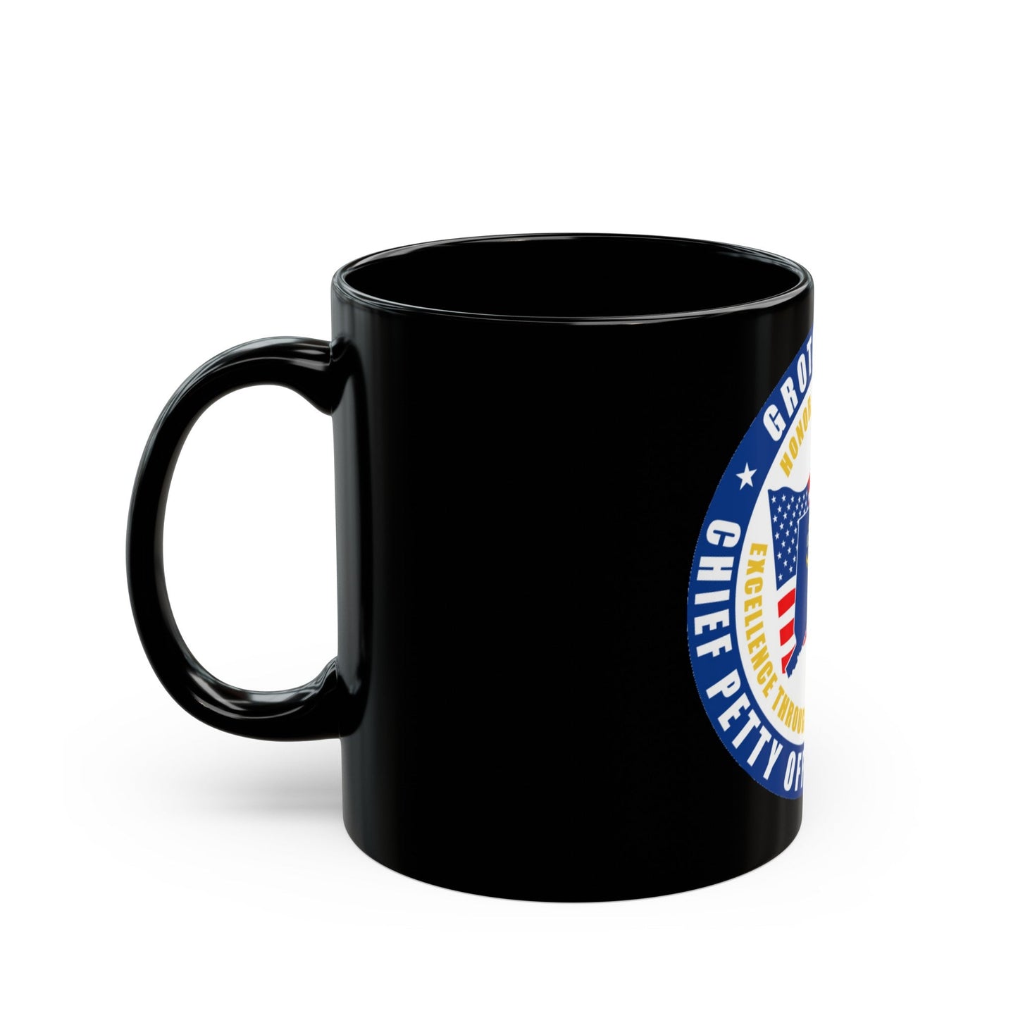 Groton Area CPOA Chief Petty Officer Associations (U.S. Navy) Black Coffee Mug-The Sticker Space