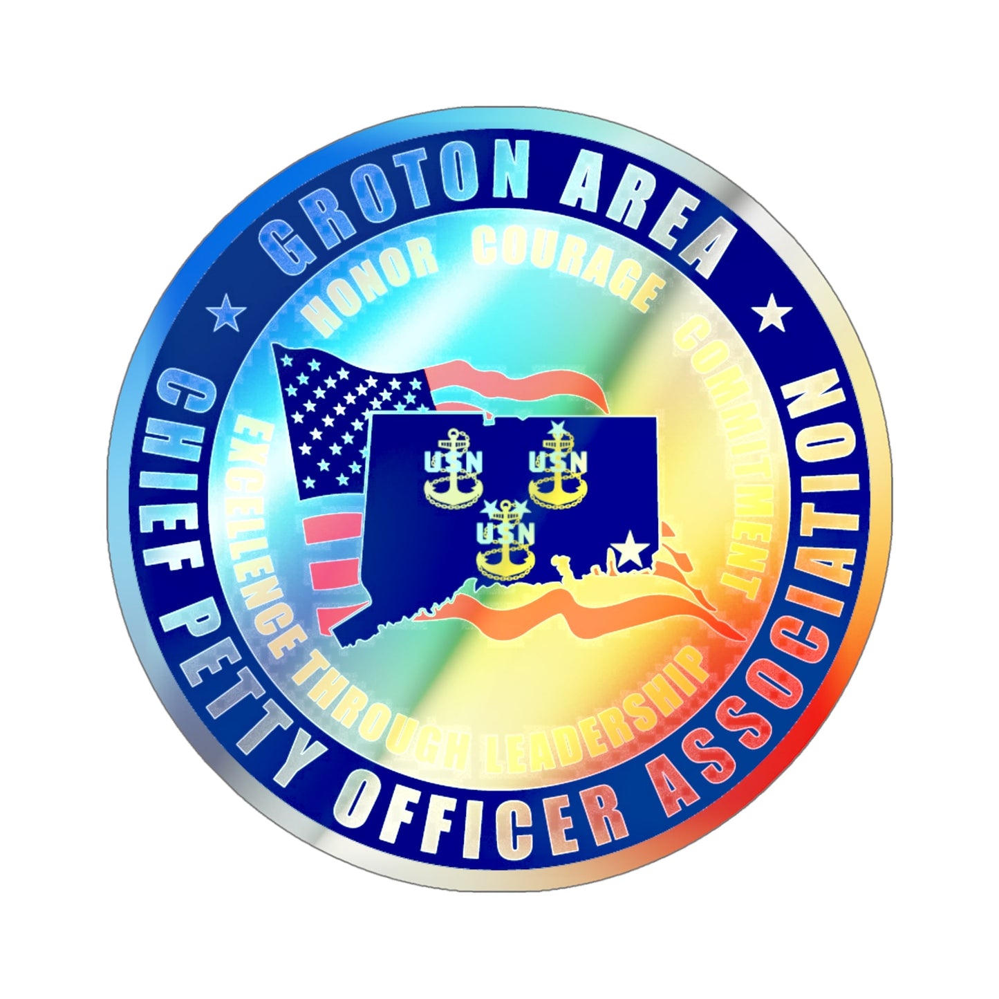 Groton Area CPOA Chief Petty Officer Associations (U.S. Navy) Holographic STICKER Die-Cut Vinyl Decal-5 Inch-The Sticker Space