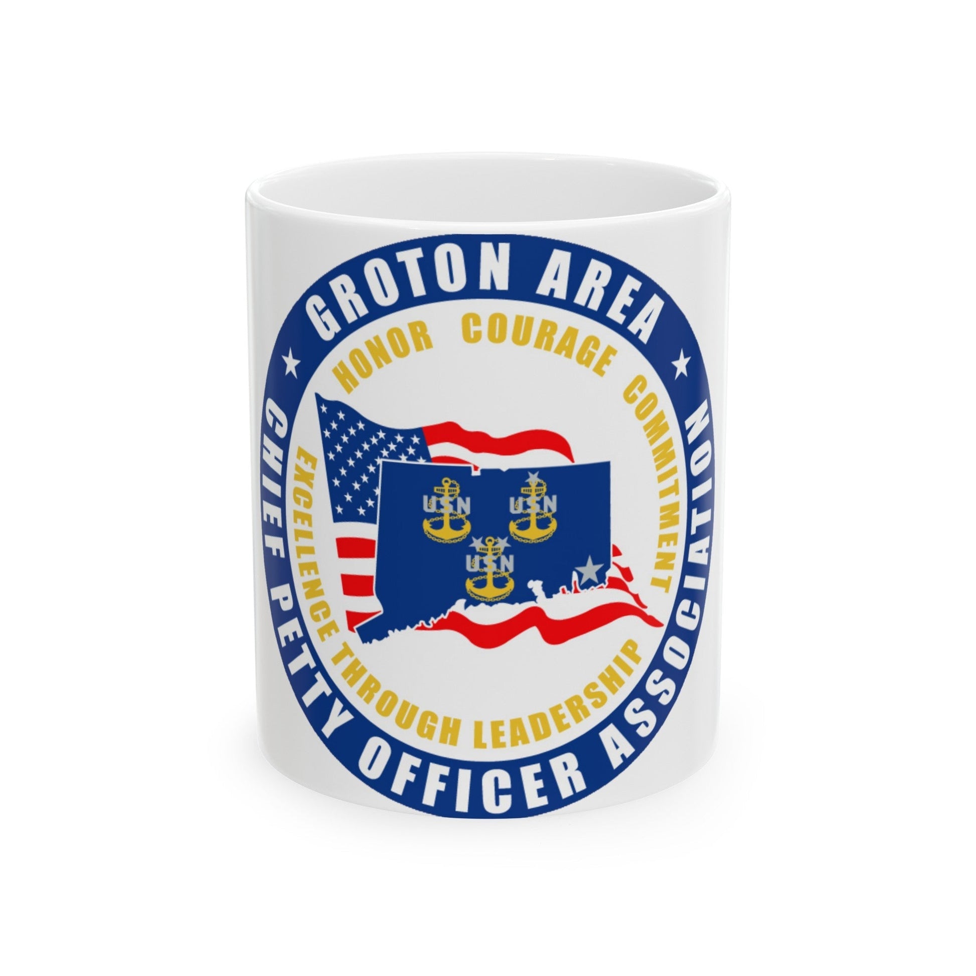 Groton Area CPOA Chief Petty Officer Associations (U.S. Navy) White Coffee Mug-11oz-The Sticker Space