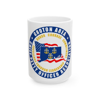 Groton Area CPOA Chief Petty Officer Associations (U.S. Navy) White Coffee Mug-15oz-The Sticker Space