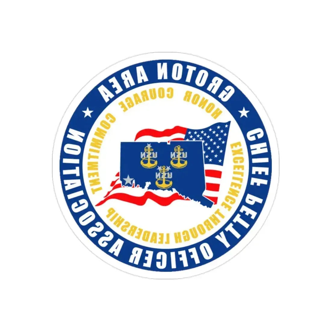 Groton Area CPOA Chief Petty Officer Associations (U.S. Navy) REVERSE PRINT Transparent Die-Cut STICKER 2 Inch Die-Cut Transparent - The Sticker Space