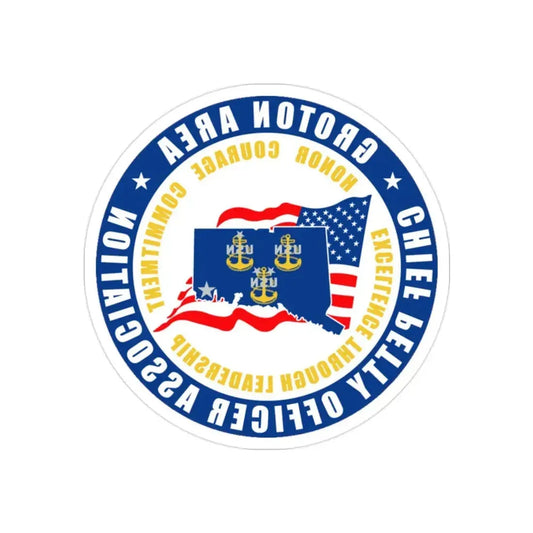 Groton Area CPOA Chief Petty Officer Associations (U.S. Navy) REVERSE PRINT Transparent Die-Cut STICKER 2 Inch Die-Cut Transparent - The Sticker Space