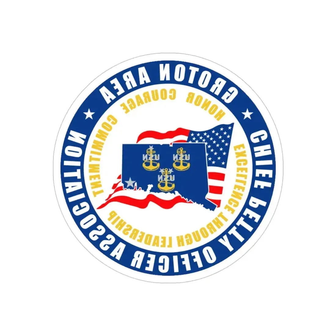 Groton Area CPOA Chief Petty Officer Associations (U.S. Navy) REVERSE PRINT Transparent Die-Cut STICKER 4 Inch Die-Cut Transparent - The Sticker Space