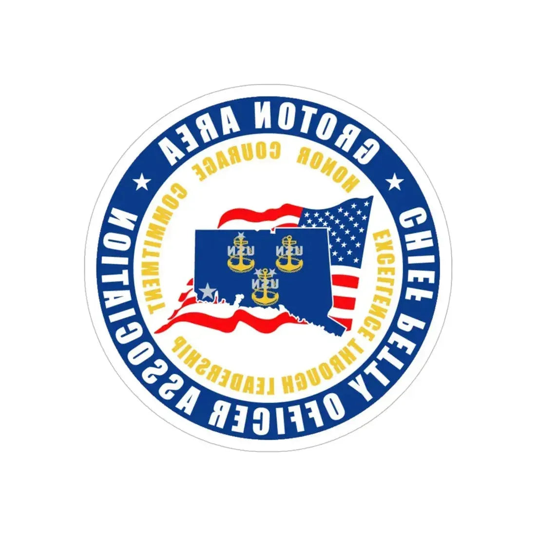 Groton Area CPOA Chief Petty Officer Associations (U.S. Navy) REVERSE PRINT Transparent Die-Cut STICKER 5 Inch Die-Cut Transparent - The Sticker Space