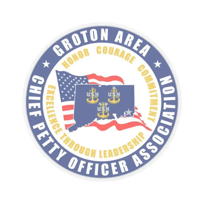 Groton Area CPOA Chief Petty Officer Associations (U.S. Navy) STICKER Vinyl Kiss-Cut Decal 3 Inch Transparent - The Sticker Space
