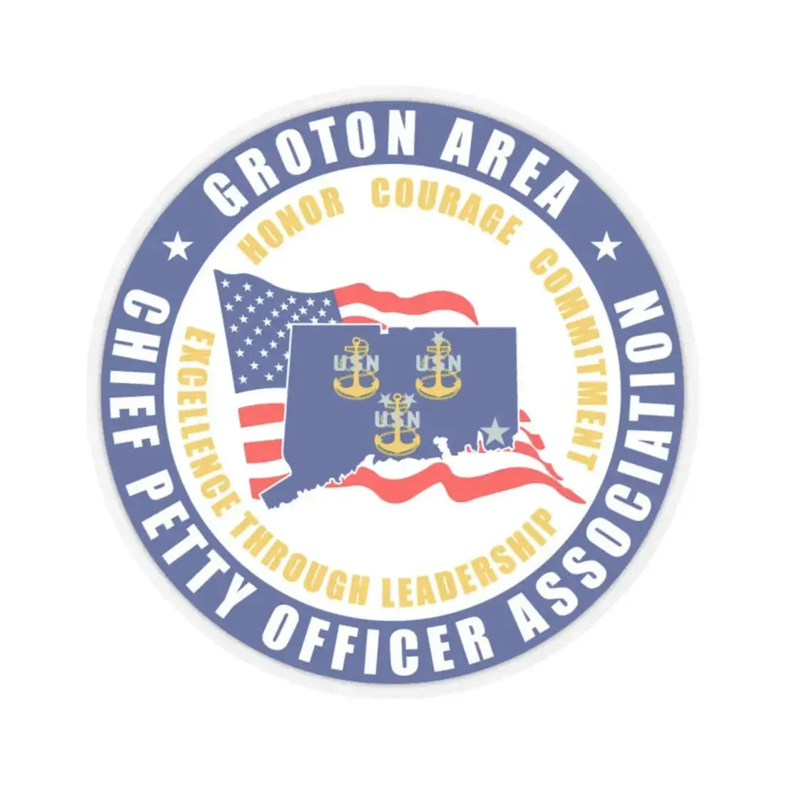 Groton Area CPOA Chief Petty Officer Associations (U.S. Navy) STICKER Vinyl Kiss-Cut Decal 6 Inch Transparent - The Sticker Space