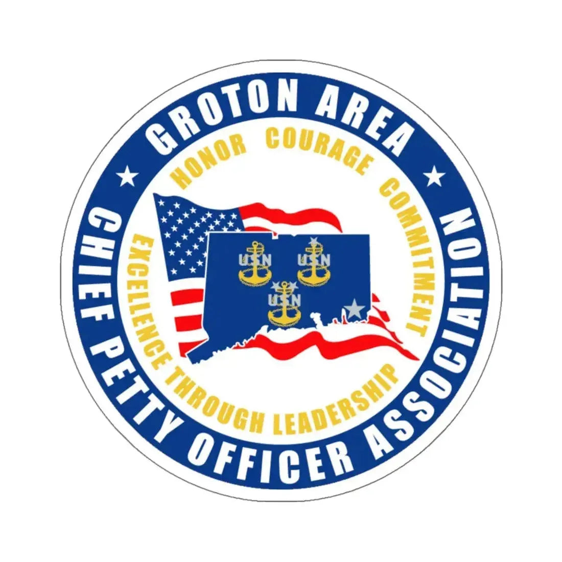 Groton Area CPOA Chief Petty Officer Associations (U.S. Navy) STICKER Vinyl Kiss-Cut Decal 6 Inch White - The Sticker Space