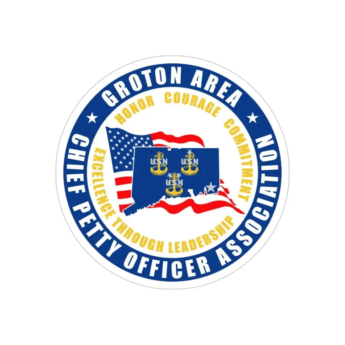 Groton Area CPOA Chief Petty Officer Associations (U.S. Navy) Transparent STICKER Die-Cut Vinyl Decal 5 Inch Transparent - The Sticker Space