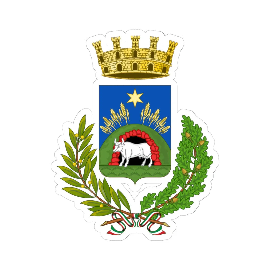 Grottaglie-Stemma (Italy) (Coat of Arms) STICKER Vinyl Kiss-Cut Decal 4 Inch White - The Sticker Space