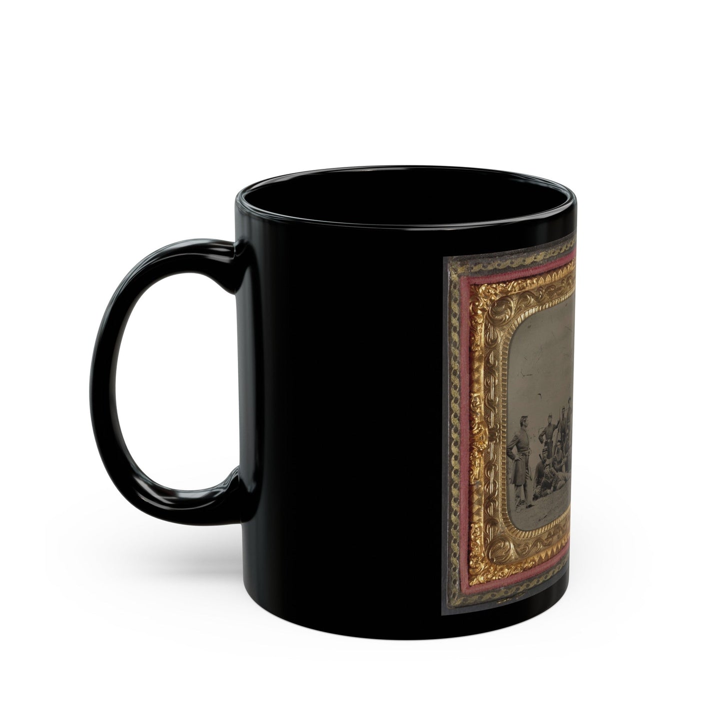 Group Of 26 Unidentified Soldiers In Union Uniforms With Stacked Bayoneted Muskets In Front Of Tree (U.S. Civil War) Black Coffee Mug-The Sticker Space