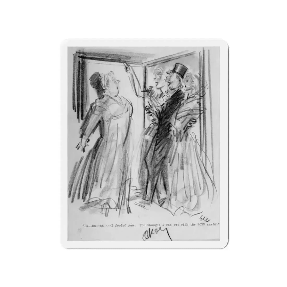 Group of Five illustrations (1) (Magazine Illustration) Refrigerator Magnet 3 Inch Die-Cut - The Sticker Space