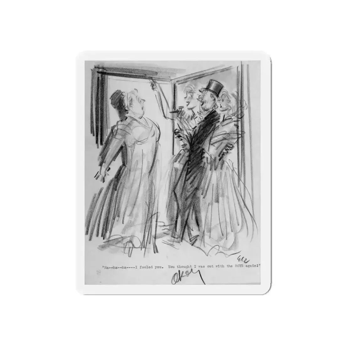 Group of Five illustrations (1) (Magazine Illustration) Refrigerator Magnet 5 Inch Die-Cut - The Sticker Space