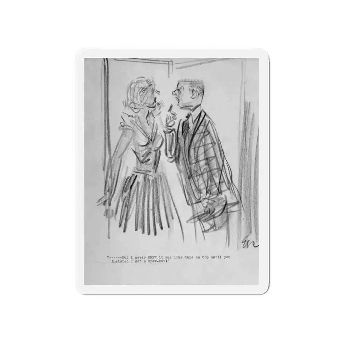 Group of Five illustrations (2) (Magazine Illustration) Refrigerator Magnet 4 Inch Die-Cut - The Sticker Space