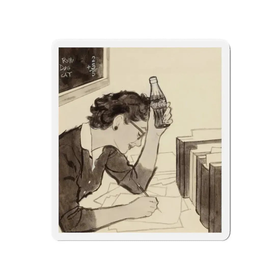 Group of Four Coca-Cola advertisements, 1960 (1) (Magazine Illustration) Refrigerator Magnet 4 Inch Die-Cut - The Sticker Space