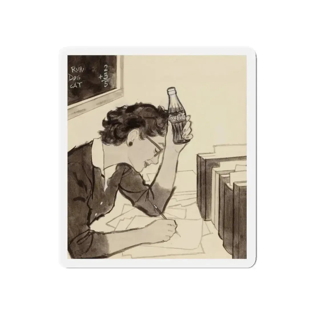 Group of Four Coca-Cola advertisements, 1960 (1) (Magazine Illustration) Refrigerator Magnet 5 Inch Die-Cut - The Sticker Space