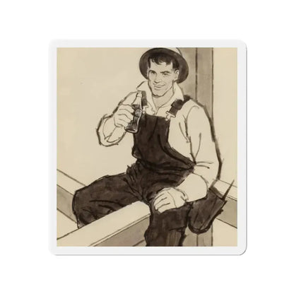 Group of Four Coca-Cola advertisements, 1960 (2) (Magazine Illustration) Refrigerator Magnet 2 Inch Die-Cut - The Sticker Space