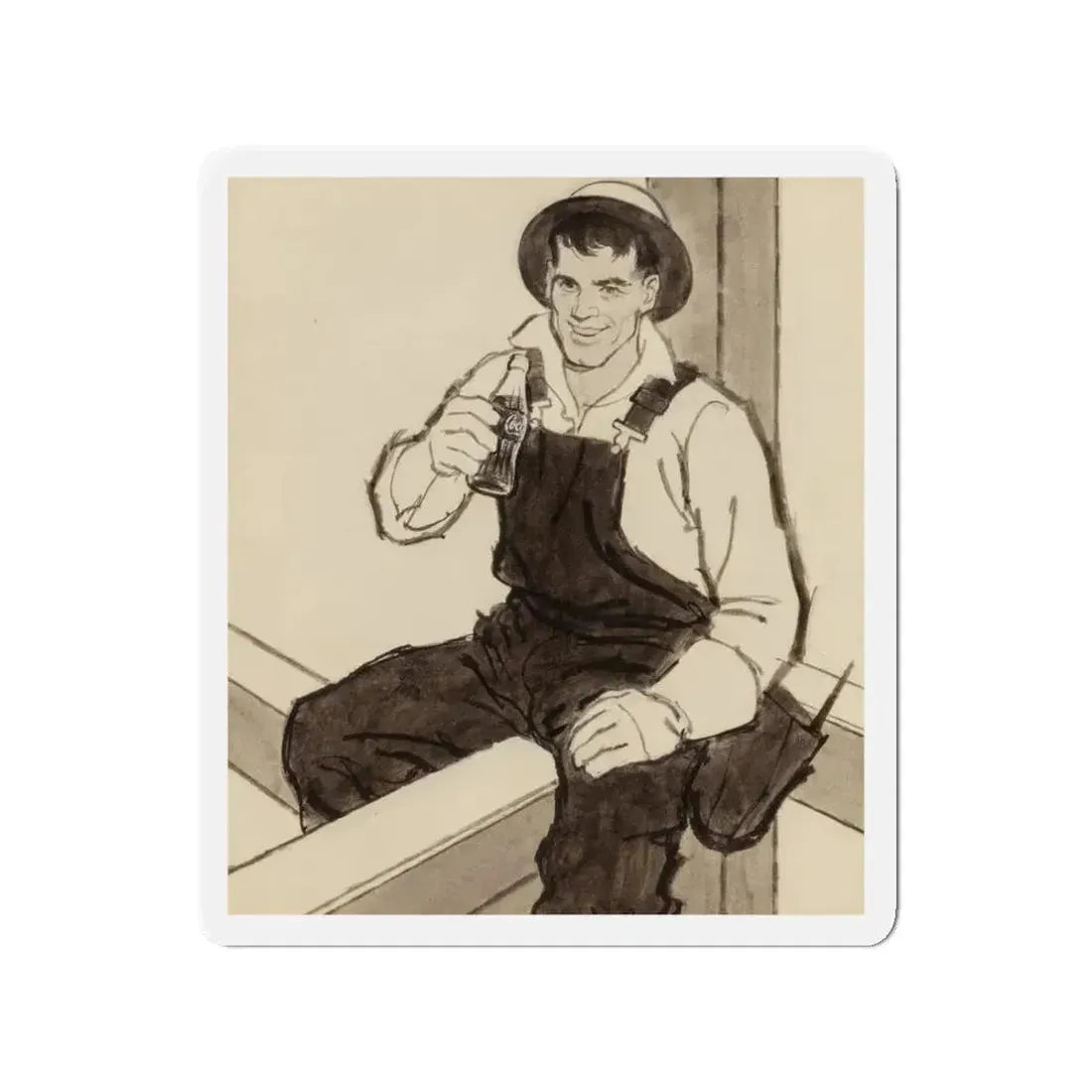 Group of Four Coca-Cola advertisements, 1960 (2) (Magazine Illustration) Refrigerator Magnet 3 Inch Die-Cut - The Sticker Space