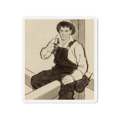 Group of Four Coca-Cola advertisements, 1960 (2) (Magazine Illustration) Refrigerator Magnet 3 Inch Die-Cut - The Sticker Space