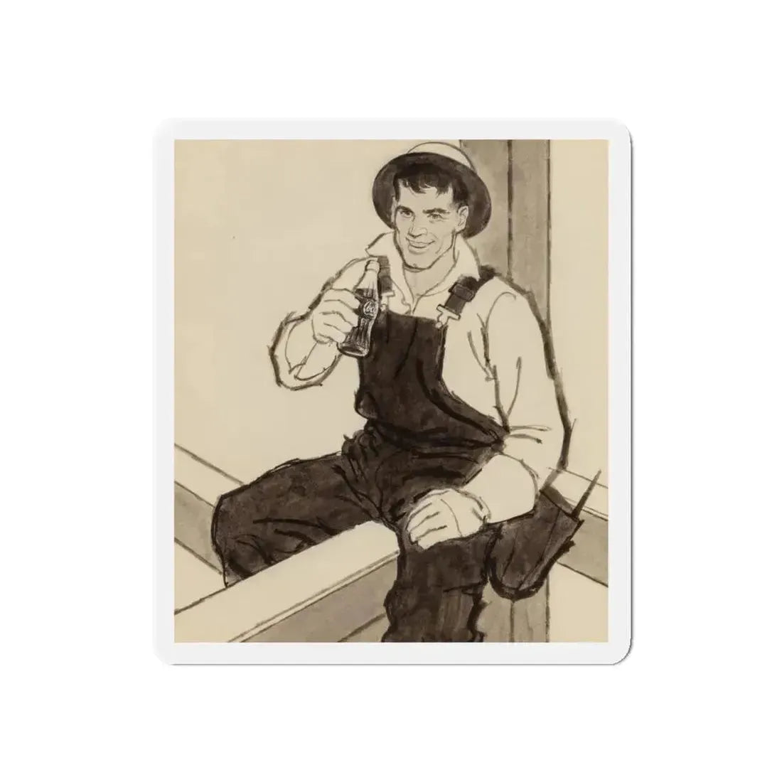 Group of Four Coca-Cola advertisements, 1960 (2) (Magazine Illustration) Refrigerator Magnet 6 Inch Die-Cut - The Sticker Space