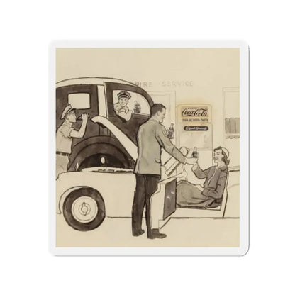 Group of Four Coca-Cola advertisements, 1960 (3) (Magazine Illustration) Refrigerator Magnet 2 Inch Die-Cut - The Sticker Space