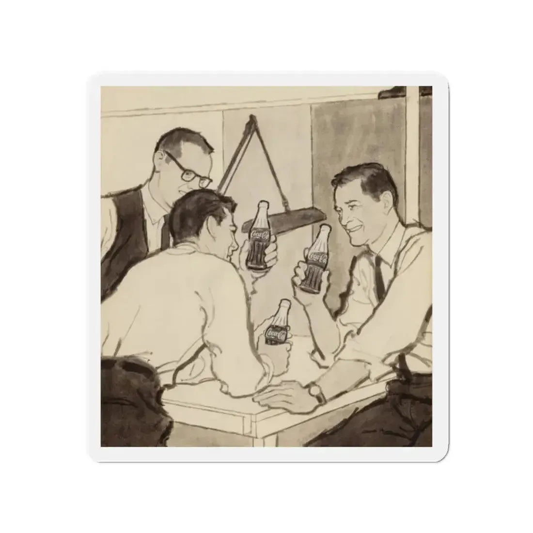 Group of Four Coca-Cola advertisements, 1960 (4) (Magazine Illustration) Refrigerator Magnet 2 Inch Die-Cut - The Sticker Space