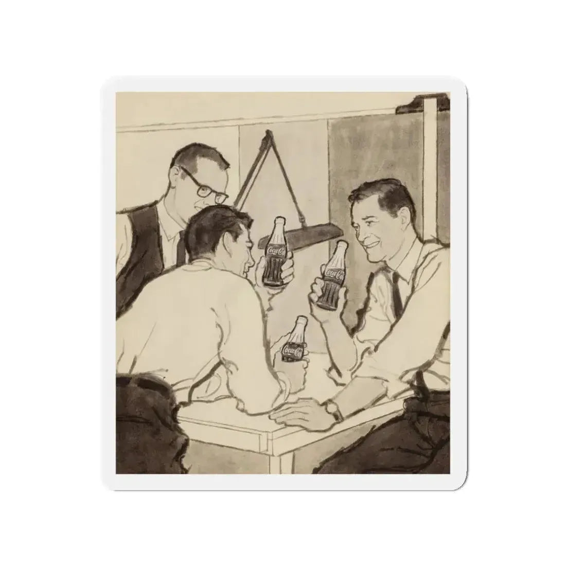 Group of Four Coca-Cola advertisements, 1960 (4) (Magazine Illustration) Refrigerator Magnet 3 Inch Die-Cut - The Sticker Space