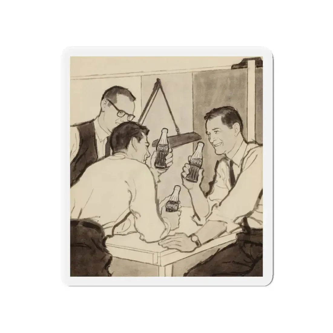 Group of Four Coca-Cola advertisements, 1960 (4) (Magazine Illustration) Refrigerator Magnet 4 Inch Die-Cut - The Sticker Space