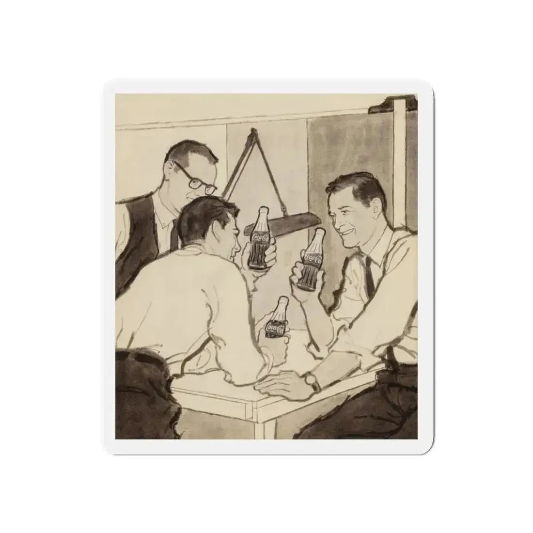 Group of Four Coca-Cola advertisements, 1960 (4) (Magazine Illustration) Refrigerator Magnet 5 Inch Die-Cut - The Sticker Space