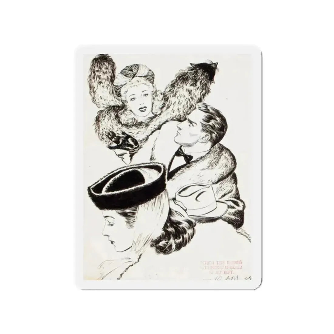 Group of nine story illustrations (5) (Magazine Illustration) Refrigerator Magnet 2 Inch Die-Cut - The Sticker Space