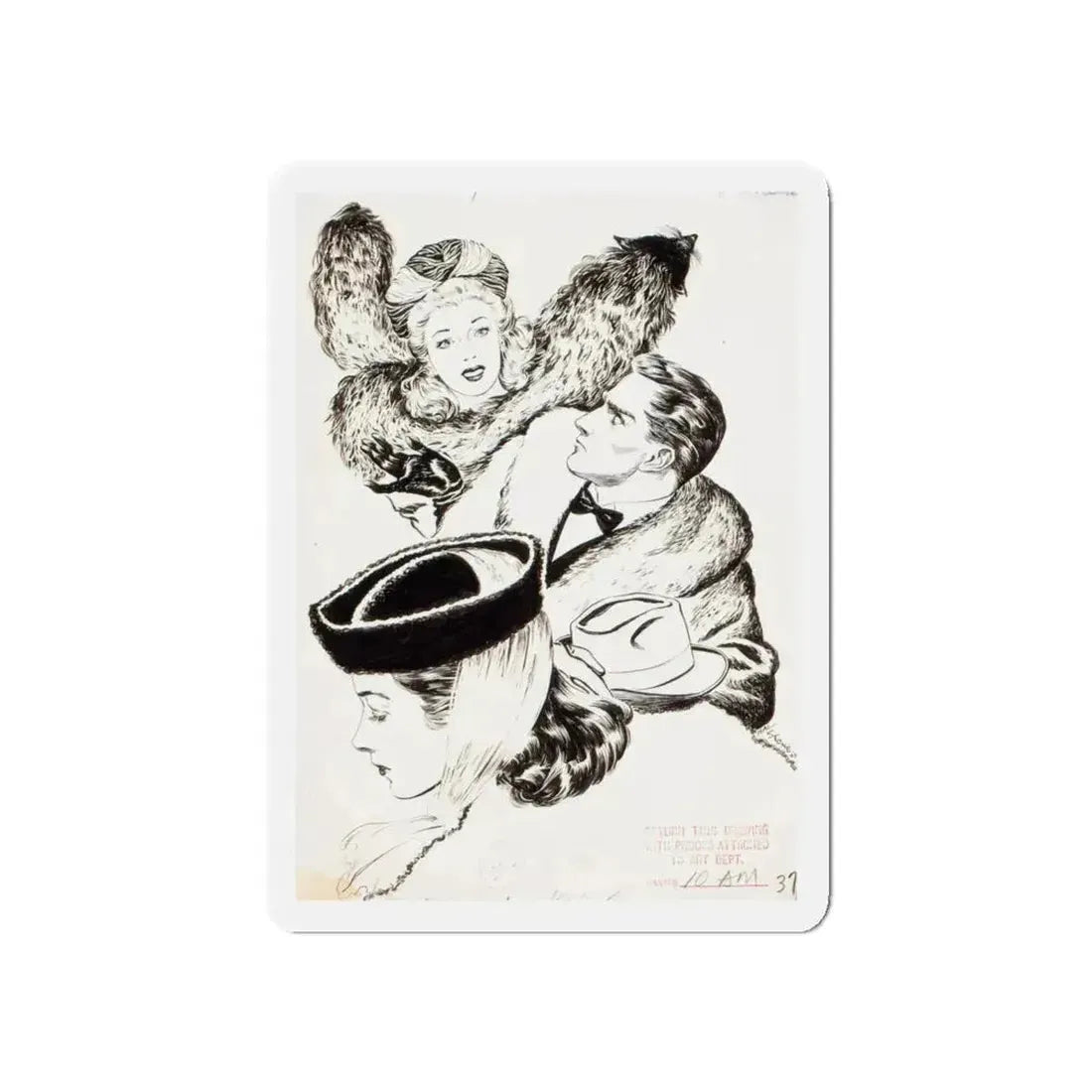 Group of nine story illustrations (5) (Magazine Illustration) Refrigerator Magnet 5 Inch Die-Cut - The Sticker Space