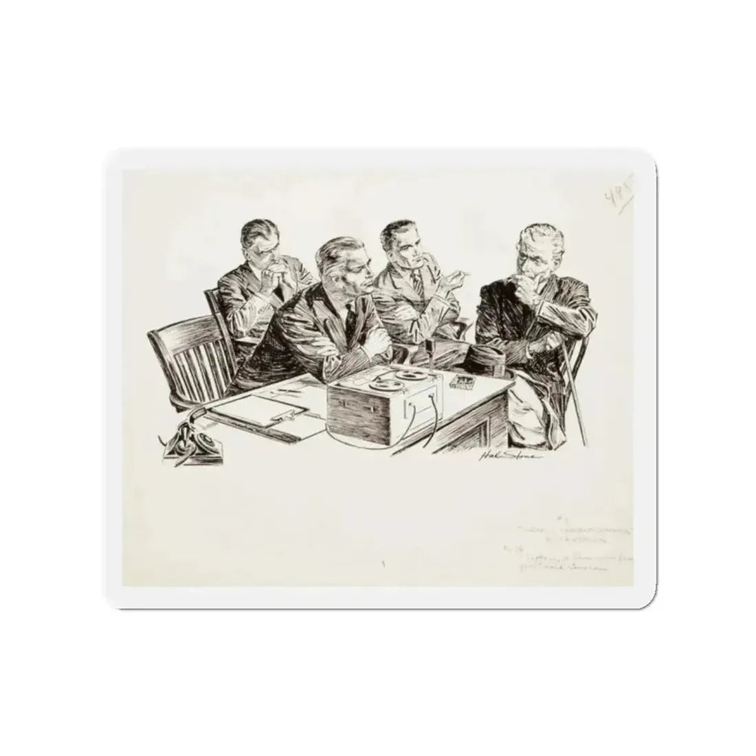 Group of nine story illustrations (8) (Magazine Illustration) Refrigerator Magnet 2 Inch Die-Cut - The Sticker Space