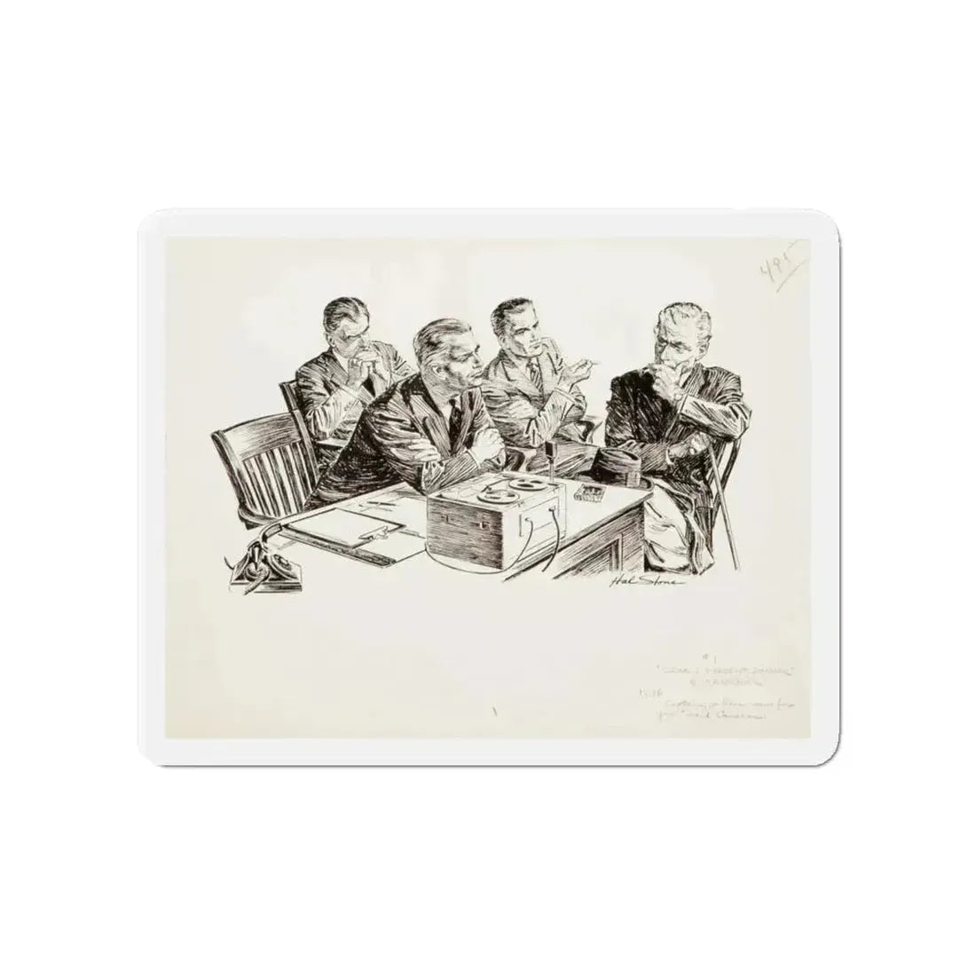 Group of nine story illustrations (8) (Magazine Illustration) Refrigerator Magnet 4 Inch Die-Cut - The Sticker Space