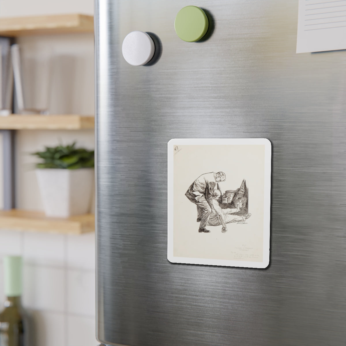 Group of nine story illustrations (9) (Magazine Illustration) Refrigerator Magnet-The Sticker Space