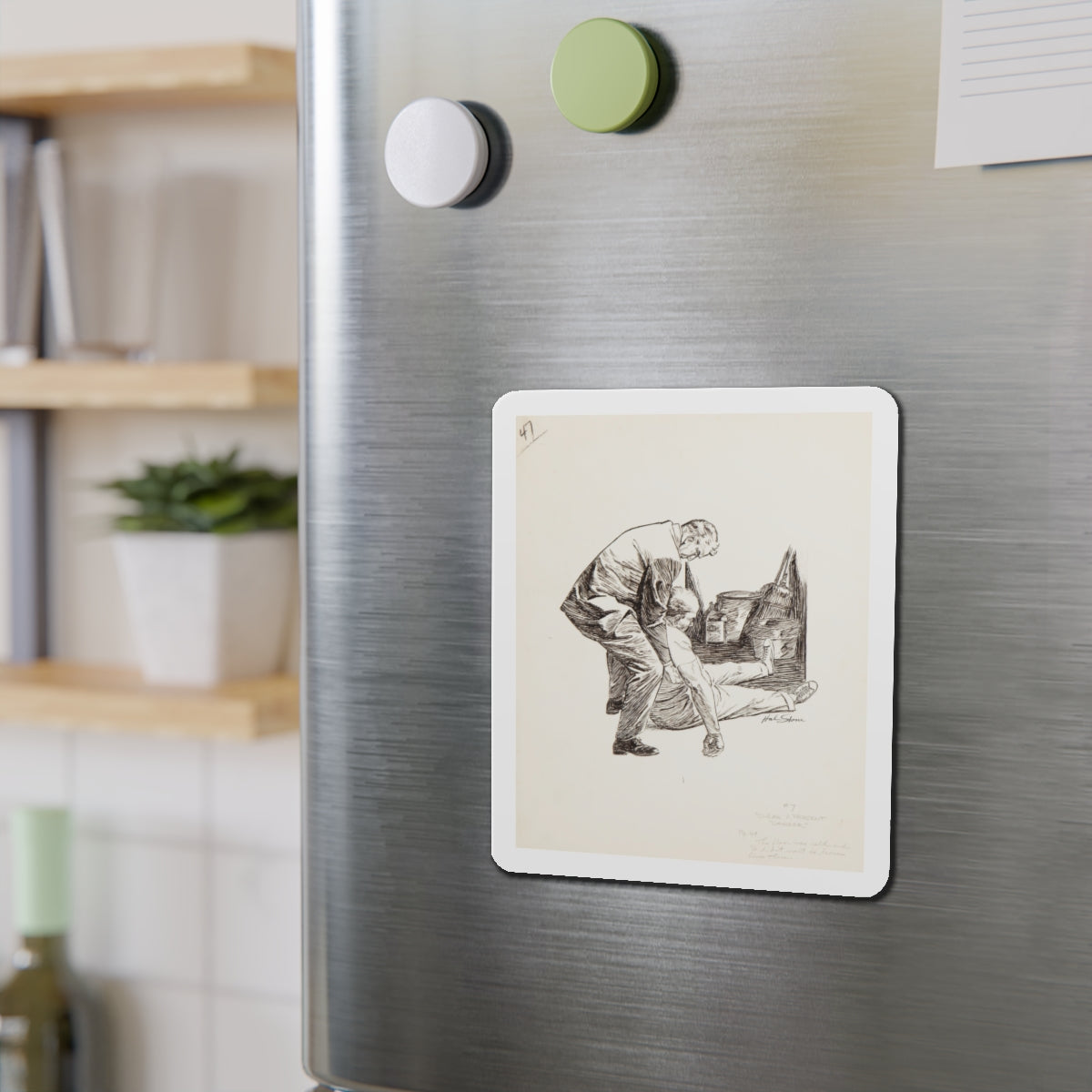 Group of nine story illustrations (9) (Magazine Illustration) Refrigerator Magnet-The Sticker Space