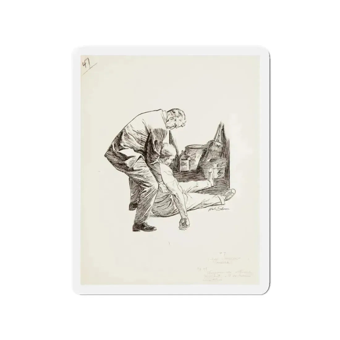 Group of nine story illustrations (9) (Magazine Illustration) Refrigerator Magnet 3 Inch Die-Cut - The Sticker Space