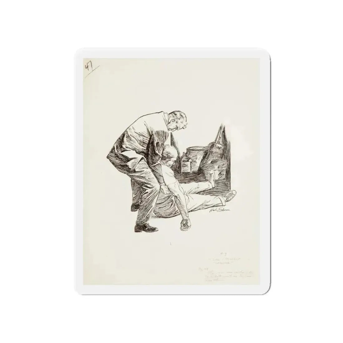 Group of nine story illustrations (9) (Magazine Illustration) Refrigerator Magnet 4 Inch Die-Cut - The Sticker Space