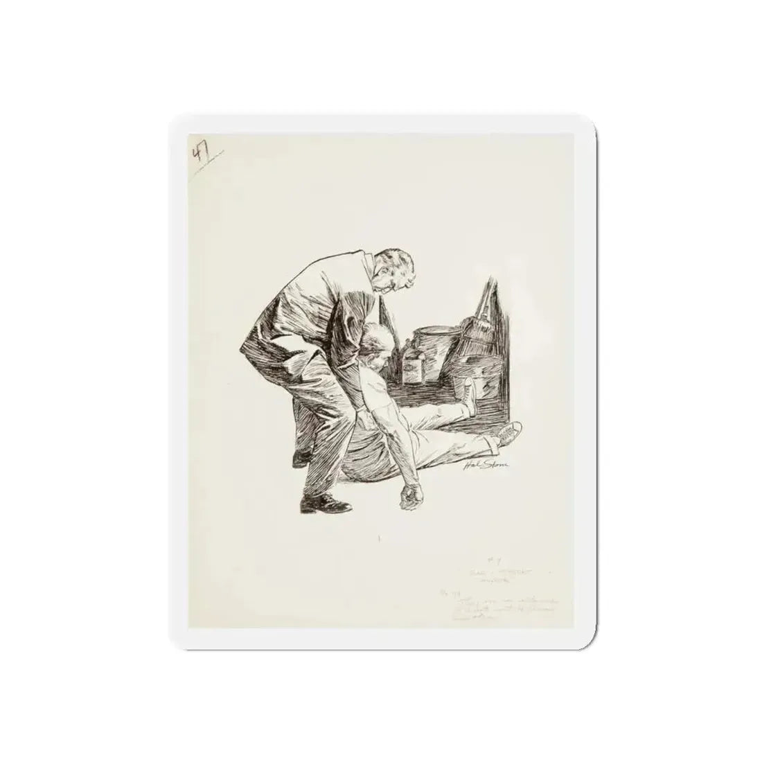 Group of nine story illustrations (9) (Magazine Illustration) Refrigerator Magnet 5 Inch Die-Cut - The Sticker Space