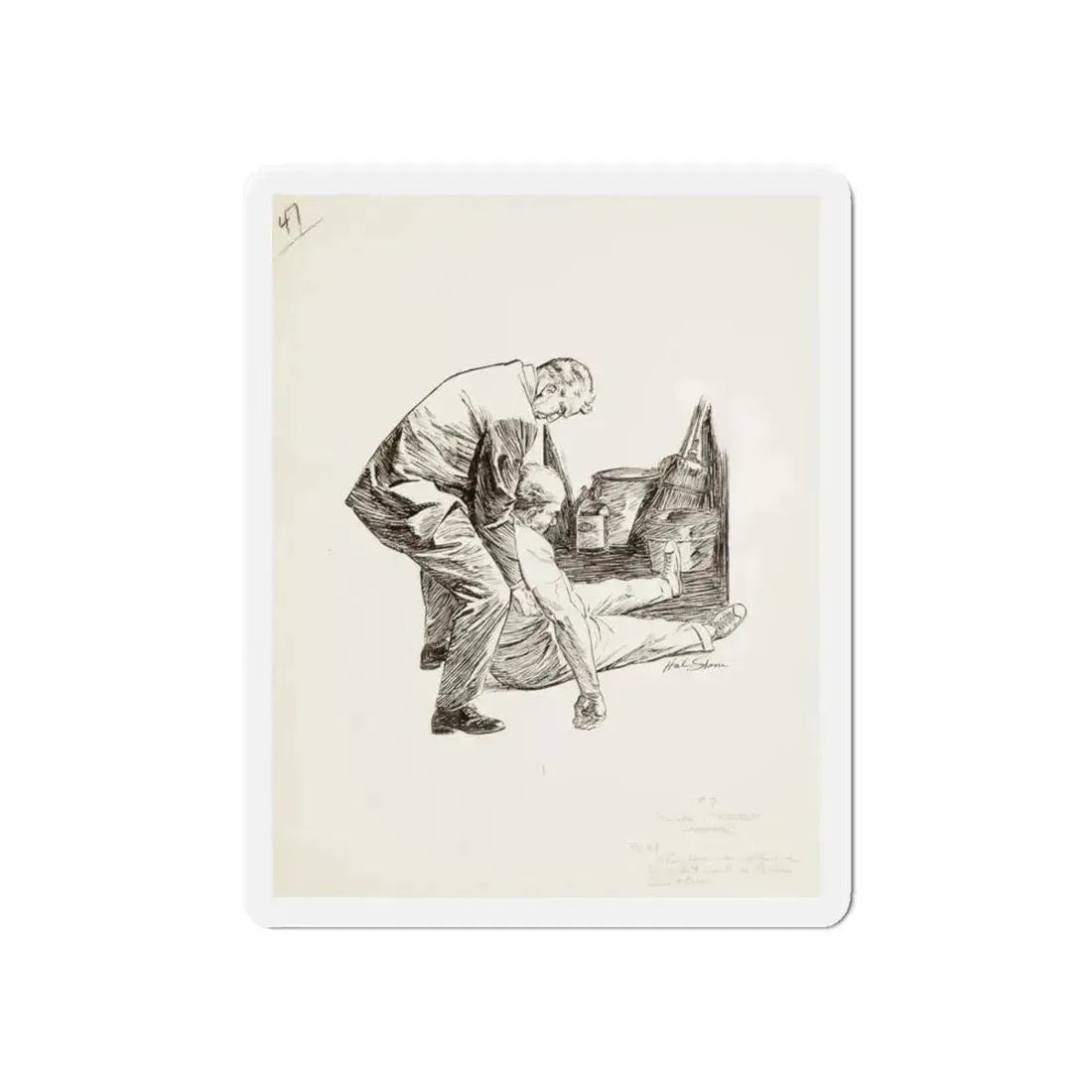 Group of nine story illustrations (9) (Magazine Illustration) Refrigerator Magnet 6 Inch Die-Cut - The Sticker Space