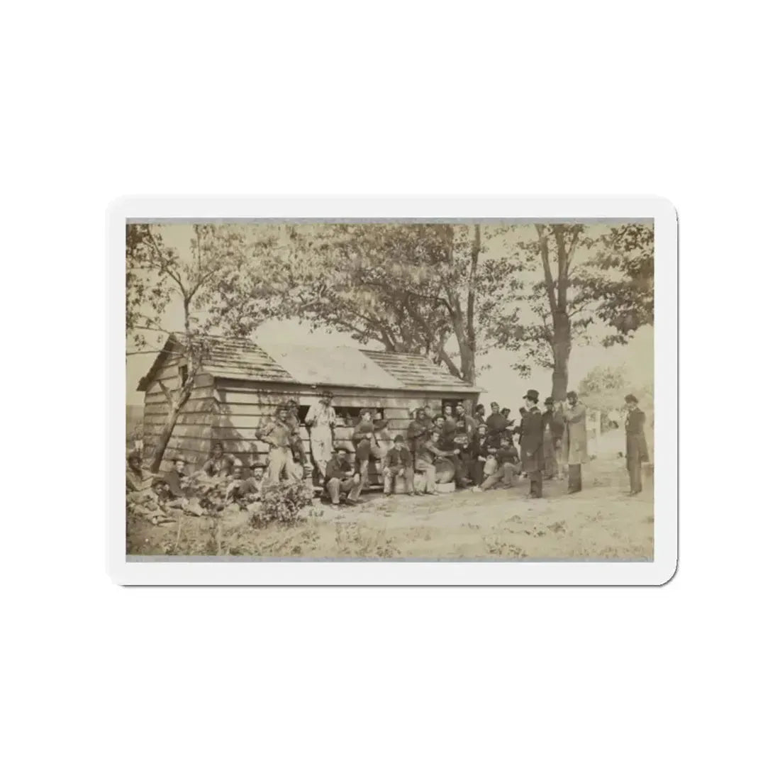 Group Of Officers And Soldiers Outside A Sutler's Store (U.S. Civil War) Refrigerator Magnet 2 Inch Die-Cut - The Sticker Space