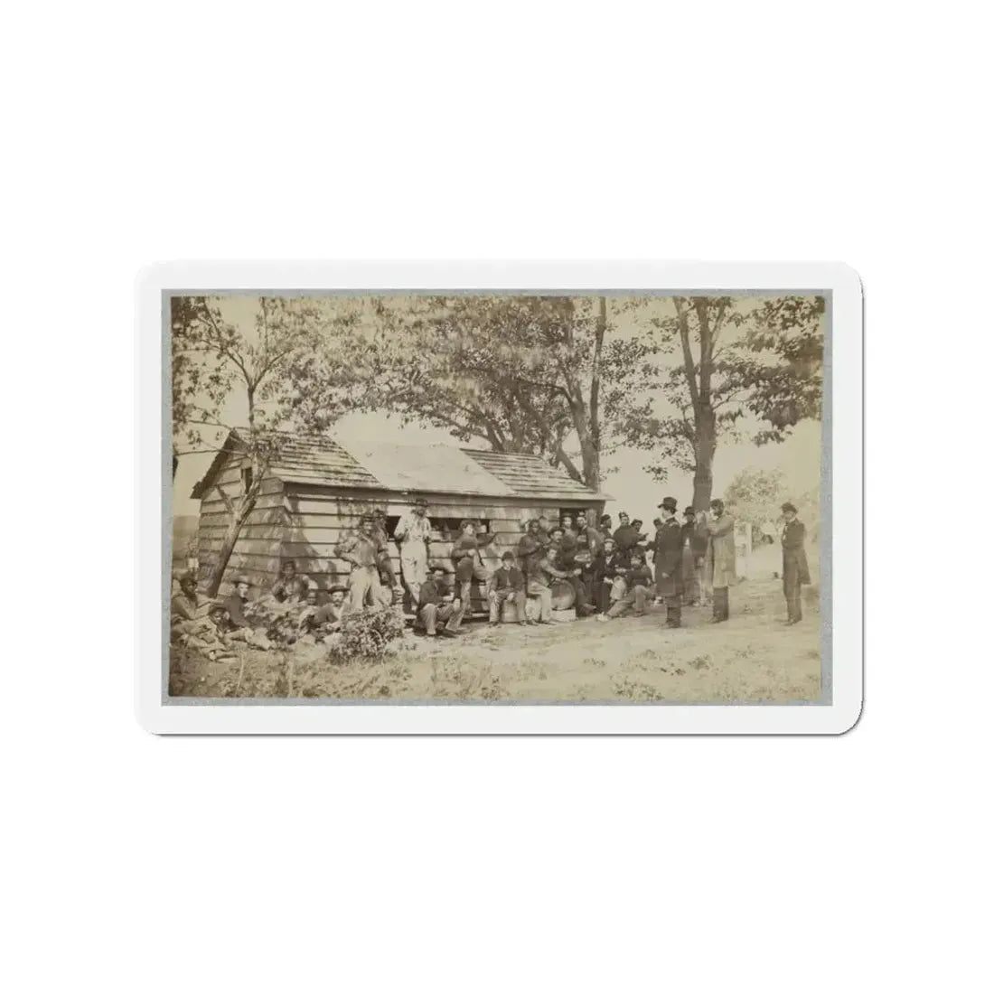 Group Of Officers And Soldiers Outside A Sutler's Store (U.S. Civil War) Refrigerator Magnet 3 Inch Die-Cut - The Sticker Space