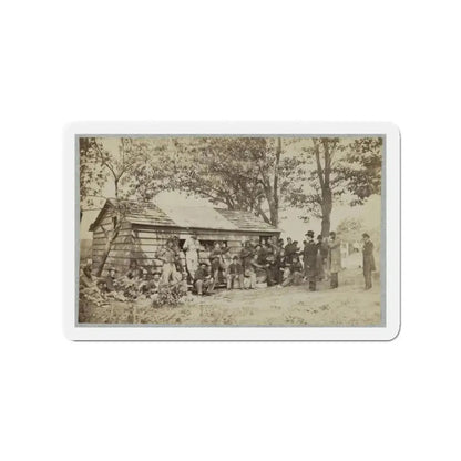Group Of Officers And Soldiers Outside A Sutler's Store (U.S. Civil War) Refrigerator Magnet 3 Inch Die-Cut - The Sticker Space