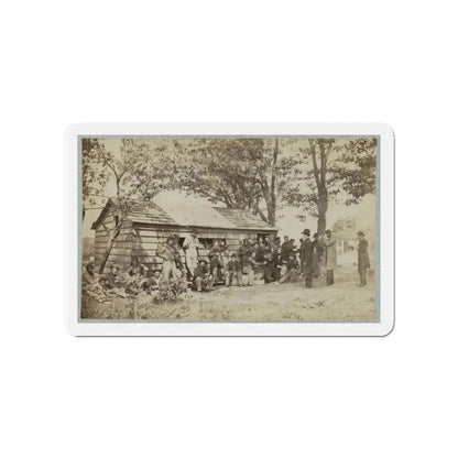 Group Of Officers And Soldiers Outside A Sutler's Store (U.S. Civil War) Refrigerator Magnet 4 Inch Die-Cut - The Sticker Space