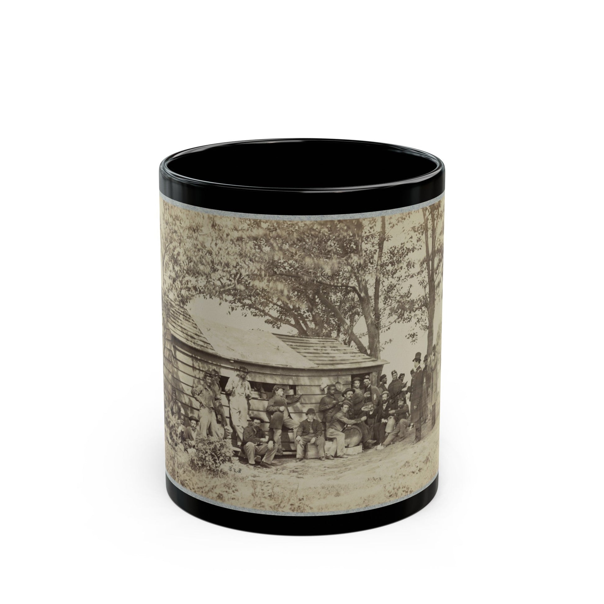 Group Of Officers And Soldiers Outside A Sutler's Store (U.S. Civil War) Black Coffee Mug-11oz-The Sticker Space