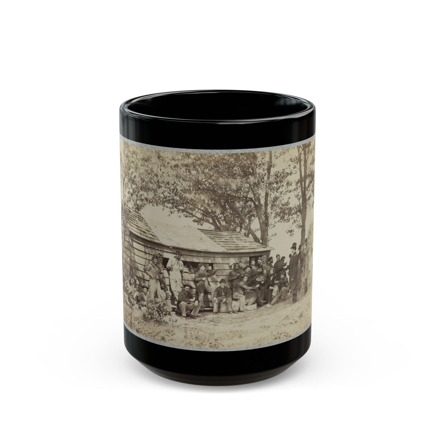 Group Of Officers And Soldiers Outside A Sutler's Store (U.S. Civil War) Black Coffee Mug-15oz-The Sticker Space