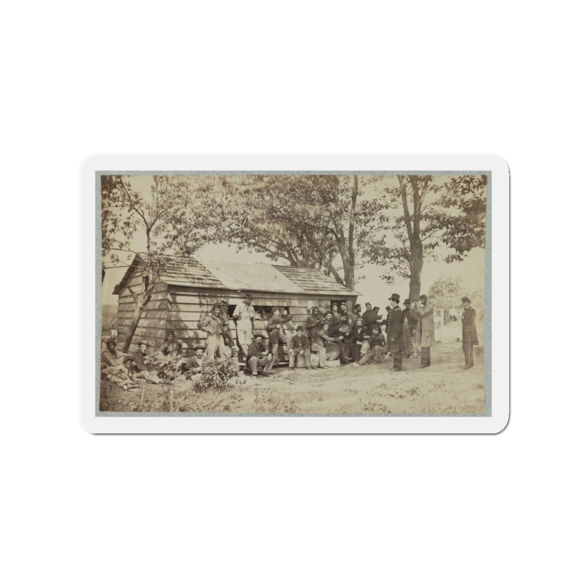 Group Of Officers And Soldiers Outside A Sutler's Store (U.S. Civil War) Refrigerator Magnet-3" x 3"-The Sticker Space