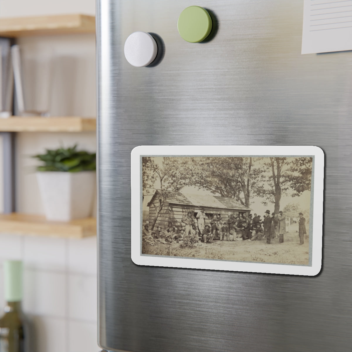 Group Of Officers And Soldiers Outside A Sutler's Store (U.S. Civil War) Refrigerator Magnet-The Sticker Space