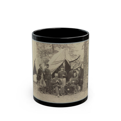 Group Of Officers In Front Of Tents (U.S. Civil War) Black Coffee Mug-11oz-The Sticker Space