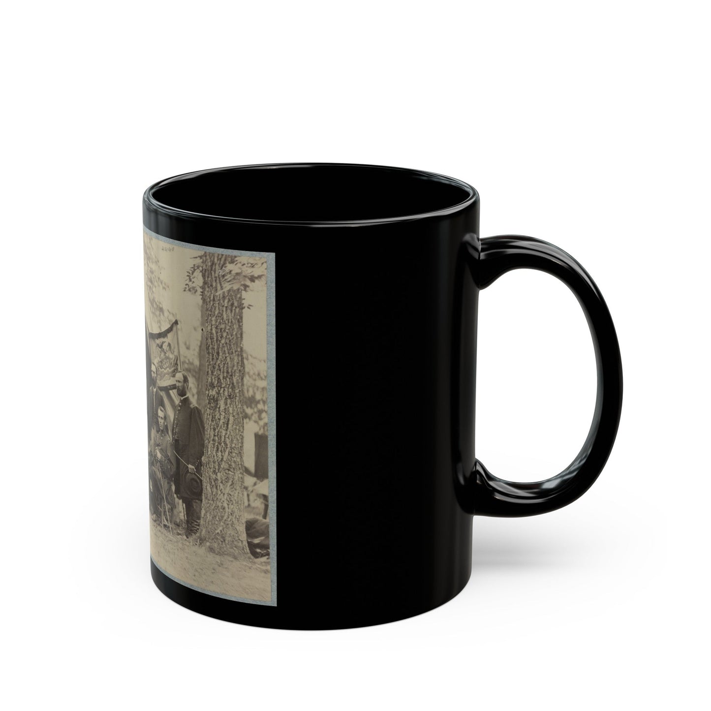 Group Of Officers In Front Of Tents (U.S. Civil War) Black Coffee Mug-The Sticker Space